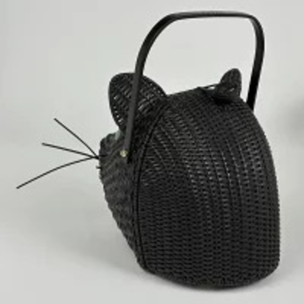Gucci Motif Handbag Leather Black Animal